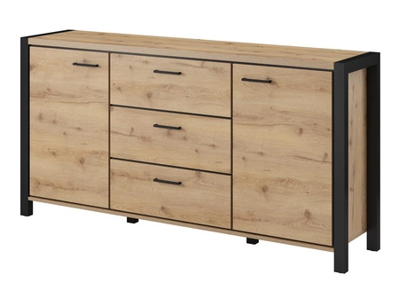 Komoda z szufladami Aktiv 180 cm dąb taurus / czarny stylowy design komody w stylu industrialnym czarne metalowe uchwyty