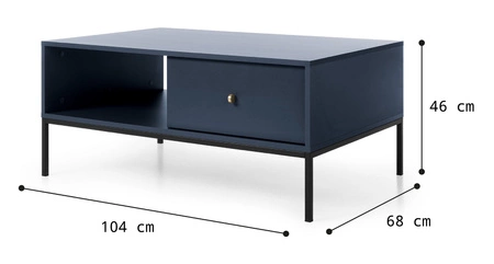 Zestaw mebli Mono granatowy minimalistyczny design meblościanka do salonu lub pokoju dziennego stylowy złoty uchwyt