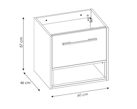 Zestaw mebli łazienkowych Borneo szary / dąb artisan nowoczesny design szafki wiszące do łazienki o świetnie dobranej kolorystyce