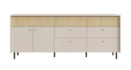 Komoda z szufladami Cappo 204 cm beż piaskowy / dąb olejowany nowoczesny design komody do salonu wyjątkowa stonowana kolorystyka