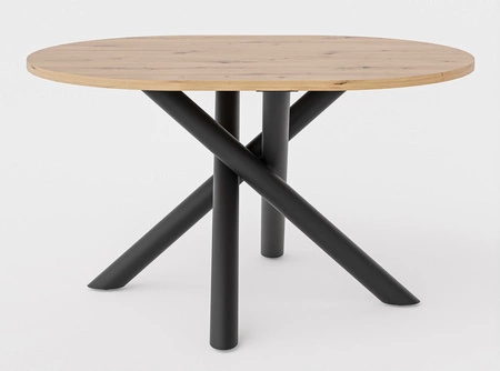 Stół Lyon 100x138 cm dąb artisan / czarny stylowy stół do jadalni osadzony na designerskich nogach typu pająk regulacja wysokości