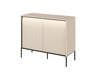 Komoda Trend 98 cm beżowa funkcjonalna komoda do salonu o oryginalnym designie ryflowane fronty z subtelnym oświetleniem