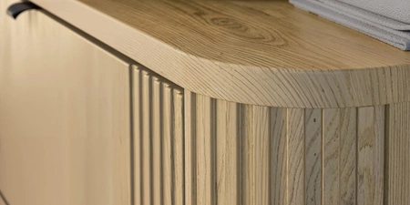 Blat do szafki łazienkowej Ovalia Cremona 80 cm dąb cremona blat z zaoblonymi krawędziami wykonany z wytrzymałej płyty MDF