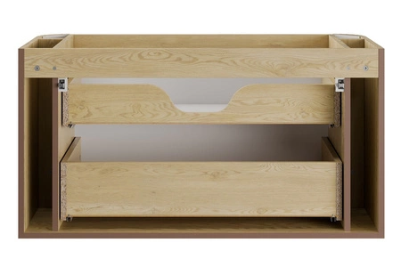 Szafka pod umywalkę Ovalia Cremona 100 cm dąb cremona elegancka szafka do łazienki o zaoblonym kształcie wyraziste pionowe ryflowania