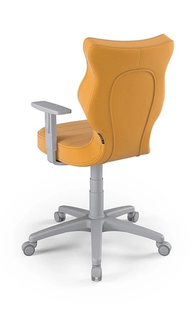 Krzesło do biurka Duo żółte dopasowane do wzrostu 159-188 cm ergonomiczne krzesło obrotowe z regulowanymi podłokietnikami