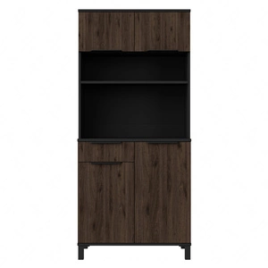 Kredens kuchenny Brianza 80 cm czarny / orzech okapi idealny mebel kuchenny do aranżacji małego aneksu kuchennego bufet do kuchni