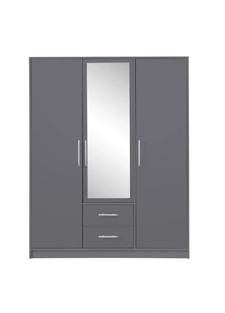 Szafa z lustrem Caspe 150 cm antracyt nowoczesny design wykończenie ABS oraz aluminiowe uchwyty