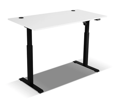 Biurko z regulacją wysokości Makana jasny szary uniwersalny i funkcjonalny mebel z blatem 28 mm do biura gabinetu lub pokoju młodzieżowego