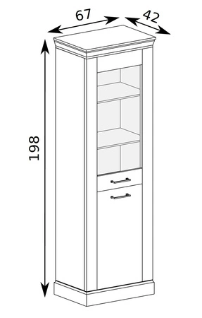 Witryna Antica 67 cm dąb craft złoty elegancki styl idealna witryna do salonu lub pokoju dziennego