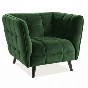 Fotel Castello zielony nowoczesny oraz funkcjonalny fotel z drewnianymi nogami komfortowy podczas wypoczynku