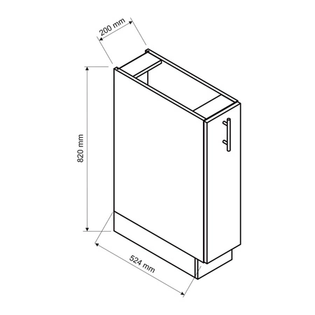 Szafka kuchenna cargo Zova D20 CARGO biały / jasny szary szafka z funkcjonalnym koszem cargo odporna na uszkodzenia frezowany uchwyt