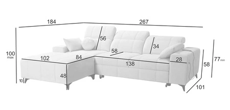 Narożnik z funkcją spania Penejos zielony lewostronny elegancki narożnik z pojemnikiem na pościel komfortowe regulowane zagłówki