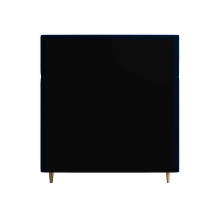 Łóżko kontynentalne Bing 90x200 granatowe w nowoczesnym skandynawskim stylu z tapicerowanym zagłówkiem łóżko z pojemnikiem