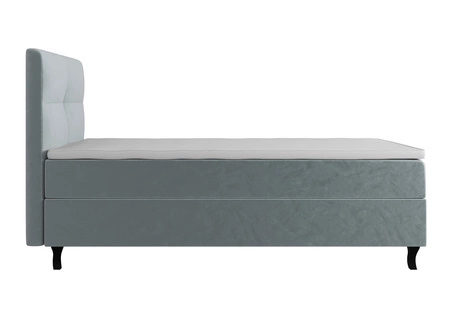 Łóżko kontynentalne Melba 100x200 turkusowe w nowoczesnym skandynawskim stylu z tapicerowanym zagłówkiem łóżko z pojemnikiem