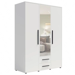Szafa z lustrem Maxione 150 cm biała funkcjonalna szafa do sypialni pokoju młodzieżowego lub przedpokoju wzbogacona szufladami