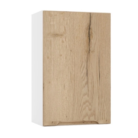 Szafka kuchenna wisząca Zova W45 biały / dąb halifax szafka do kuchni odporna na działanie wilgoci i uszkodzenia frezowany uchwyt