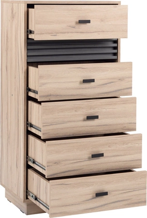 Komoda z szufladami Estan 60 cm dąb estana jasny / antracyt nowoczesny design mebla wysoka jakość wykonania obrzeża komody wykończone specjalną okleiną