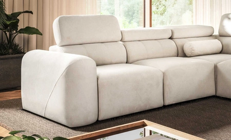 Narożnik z funkcją spania Cantare VIII szary popiel prawostronny gustowny narożnik z regulowanymi zagłówkami pojemniki na pościel