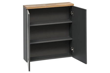 Szafka łazienkowa wisząca z lustrem Bali 60 cm szary / dąb wotan elegancka szafka doskonale zagospodarowuje przestrzeń nad umywalką