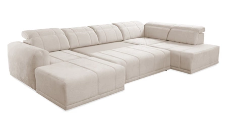 Narożnik z funkcją spania Cetara VI błękitny lewostronny komfortowy i stylowy narożnik rozkładany z przesuwanymi oparciami