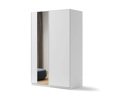 Szafa przesuwna z lustrem Maxi 150 cm biała nowoczesny design doskonała szafa do sypialni lub przedpokoju o eleganckim charakterze