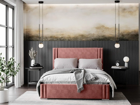 Łóżko tapicerowane Tatui 140x200 indyjski róż stylowe łóżko z pojemnikiem na pościel wygodny zagłówek zachwyca eleganckim designem