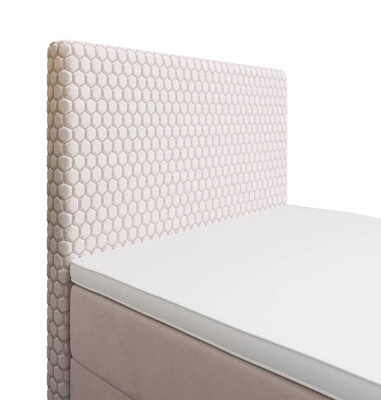 Łóżko kontynentalne Fargo 100x200 beżowe w nowoczesnym skandynawskim stylu z tapicerowanym zagłówkiem łóżko z pojemnikiem