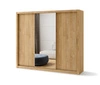 Szafa przesuwna z lustrem Idea 250 cm dąb shetland estetycznie wykonana szafa do sypialni lub pokoju młodzieżowego srebrne uchwyty