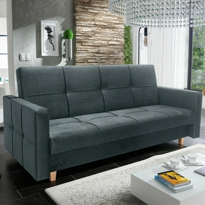 Kanapa rozkładana Sava ciemny szary nowoczesny design szeroka funkcjonalność wersalki do pokoju miękka tkanina o delikatnym połysku