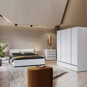 Zestaw mebli do sypialni Cross biały eleganckie i uniwersalne meble do sypialni geometryczny kształt pojemne szuflady