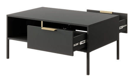 Stolik kawowy Golden antracytowy z szufladami nowoczesny design blat odporny na rozlane ciecze idealny do wnętrz w stylu glamour