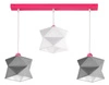 Lampa wisząca potrójna Quasar designerska lampa sufitowa do pokoju dziecięcego z kolorowymi abażurami i różową metalową podstawą