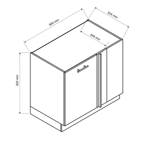 Szafka kuchenna narożna dostawiana Zova DNP biały / jasny szary prawa frezowany uchwyt odporność na działanie czynników zewnętrznych