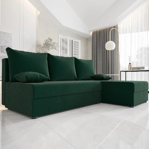 Narożnik z funkcją spania Bowers butelkowa zieleń prawostronny narożnik z pojemnikiem na pościel gwarancja najwyższego komfortu