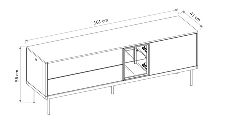 Szafka RTV Epiro 161 cm beżowy / dąb ciemny nowoczesny design i wysoka jakość wykonania szafka z przeszklonym frontem i oświetleniem LED