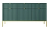 Komoda z szufladami Lovro 154 cm pastelowy zielony nowoczesny design zachwyci miłośników wyrazistych wnętrz złote metalowe dodatki