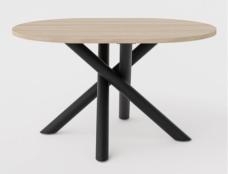 Stół Lyon 100x138 cm dąb lindberg / czarny stylowy stół do jadalni osadzony na designerskich nogach typu pająk regulacja wysokości