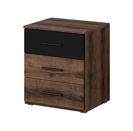 Szafka nocna Beta dąb monastery / czarny z szufladami to funkcjonalny mebel w ponadczasowym designie idealna szafka nocna do sypialni