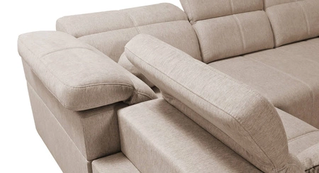 Narożnik z funkcją spania Tesalia III Lux szary popiel lewostronny narożnik z wysuwanym podnóżkiem funkcja przesuwanego oparcia