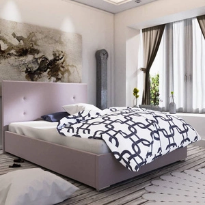 Łóżko tapicerowane Reus 160x200 pudrowy róż z zagłówkiem w nowoczesnym stylu idealne do sypialni