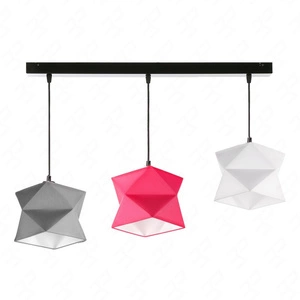 Lampa wisząca potrójna Quasar designerska lampa sufitowa do pokoju dziecięcego z kolorowymi abażurami i czarną metalową podstawą