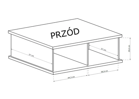 Stolik kawowy Cali dąb artisan / czarny z szufladą nowoczesny design ozdobne lamele na szufladzie blat odporny na rozlanie cieczy