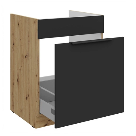 Szafka kuchenna pod zlewozmywak z szufladą Alatri Ar 60 ZL 1S BB fronty szafki kuchennej wykończone w technologii anti fingerprint