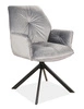 Krzesło tapicerowane Boogie II 45x44 cm szare stylowe krzesło obrotowe z metalowymi nogami krzesło glamour
