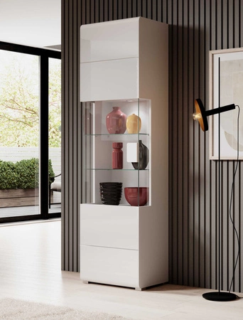 Meblościanka Toledo biała / biały połysk idealna do salonu lub pokoju dziennego nada niepowtarzalny charakter wnętrzu