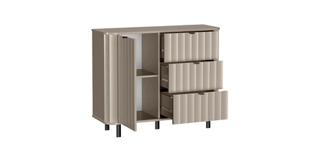 Komoda z szufladami Novado 111 cm clay grey funkcjonalna i estetyczna komoda do salonu lub sypialni stylowe pionowe frezowania