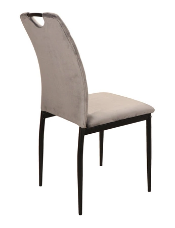 Krzesło tapicerowane Rip 38x43 cm jasny szary klasyczne oraz ponadczasowe krzesło do jadalni z metalowymi nogami