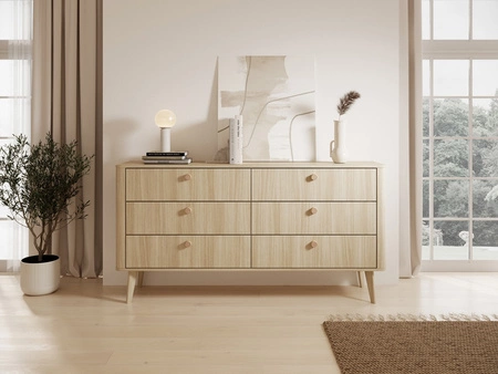 Komoda z szufladami Viki 163 cm dąb barista nowoczesny design komody do sypialni subtelne uchwyty i stabilne nogi wykonane z drewna