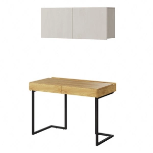 Biurko z szafką wiszącą Teen Flex 110 cm hikora naturalna / silk flou wyjątkowy design biurka z szufladami solidna metalowa podstawa