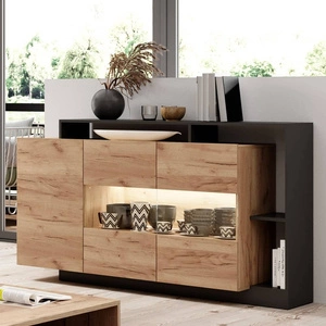 Komoda Elma 155 cm dąb craft złoty / antracyt nowoczesny design mebla obrzeża komody wykończone specjalną okleiną ABS